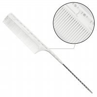 Гребень для волос пластиковый с линейкой и ручкой COMB Y8-G139 Белый
